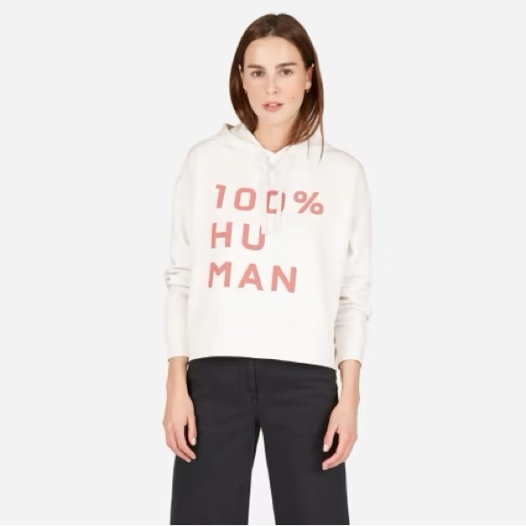 Everlane 100% Human Typography Hoodie Bone Size Small - Picture 2 of 9